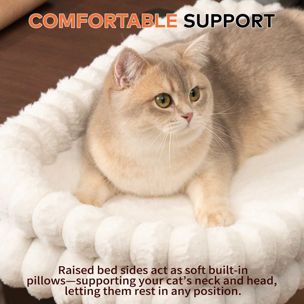 Cat Desk Bed with Reversible Cushion, 90°Foldable Cat Hammock for Desk Mounted Removable & Washable, Suitable for Medium-to-Large Cats and Puppy, Cloud Series
