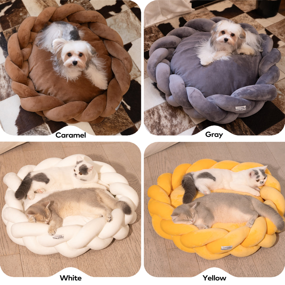 CheerPals Twisted Pet Bed, Weave Cat Bed Sofa with Cushion for Indoor Cats Puppy