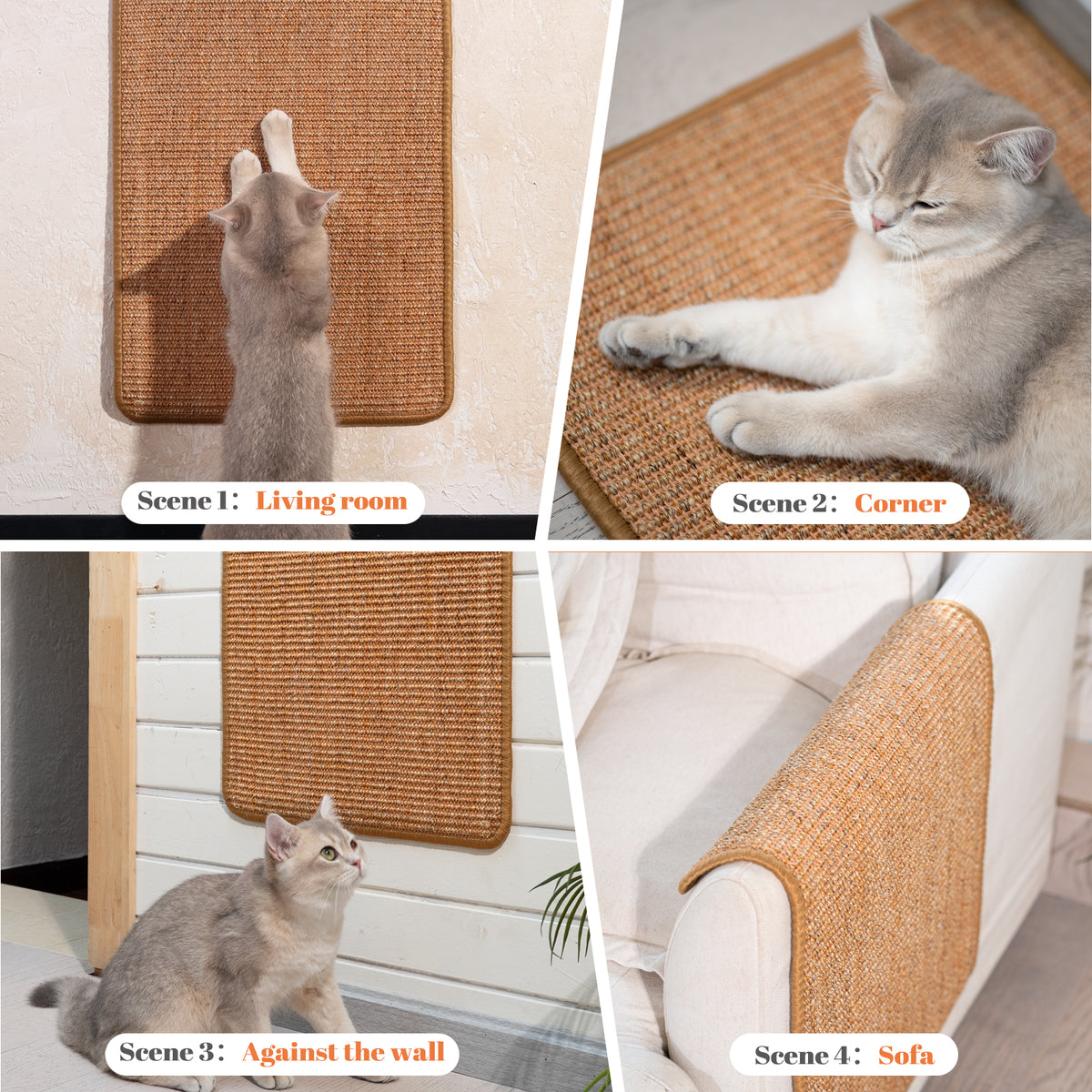CheerPals Cat Scratcher Mat, 23.6 X 15.7 Inch Sisal Cat Scratch Pad, Furniture Protection Scratching Board, Brandy